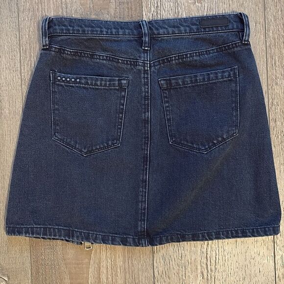 Blank NYC Mercury Rising Blue Black Denim Jean Mini Skirt w Asymmetrical Zipper - Picture 4 of 4